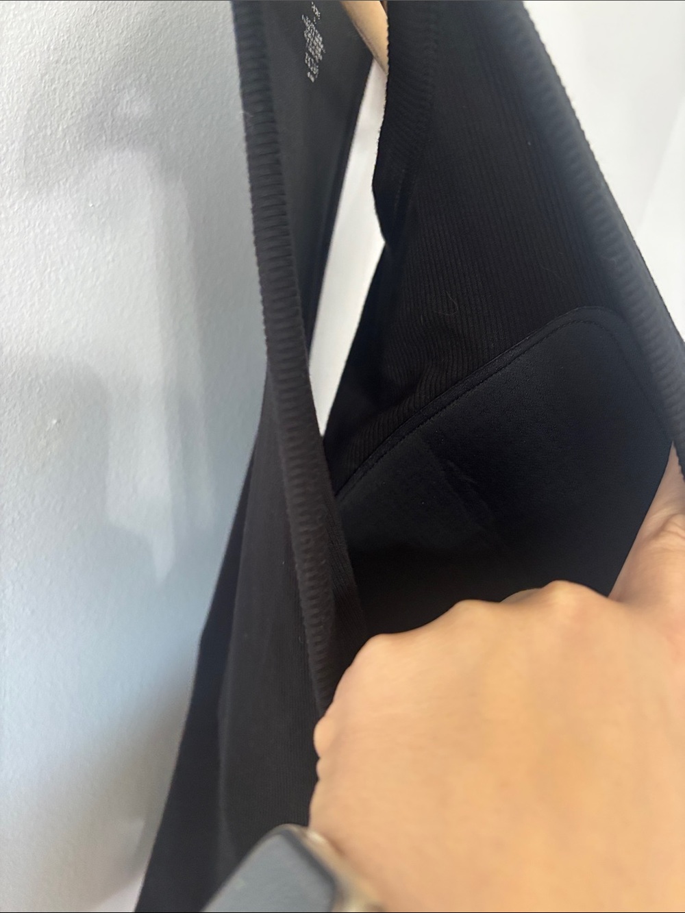 Classic Black Ribbed Tank Top With Built In Padding - Picture 3 of 4